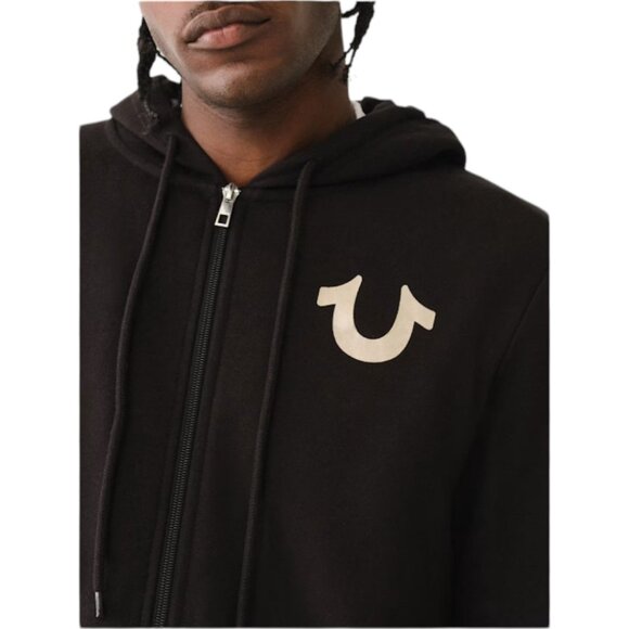 True Religion Men's 2 PC Sweatsuit Fleece Tracksuit Matching Outfit Black NWT - Picture 7 of 13